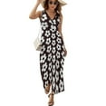 thumbnail image 2 of Black And White Floral Design Dress Summer Street Style Bohemia Long Dresses Female Sleeveless Printed Maxi Dress, 2 of 9