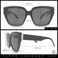 thumbnail image 3 of Womens Metal Ribbon Trim Oversized Rectangle Designer Fashion Sunglasses Slate Tortoise - Black, 3 of 8