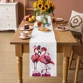 thumbnail image 2 of Valentine's Day Table Runner - 60 Inch Long Red Flamingos Roses Love Romance White Cotton and Linen Blended Dress Scarves Farmhouse Table Runner for Kitchen Dining, Coffee Table, 13" x 60", 2 of 8