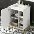 thumbnail image 5 of Harper & Bright Designs 24" White Bathroom Vanity Sink Combo for Small Space, Modern Vanity with Ceramic Basin, Gold Legs and Semi-open Storage(Faucet Not Included), 5 of 16