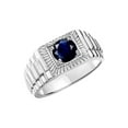 thumbnail image 4 of RYLOS Men's Ring Sterling Silver Ring, 7MM Round Shape Gemstone Designer Style Rings Sapphire September Birthstone Rings Silver Size 9, 4 of 7