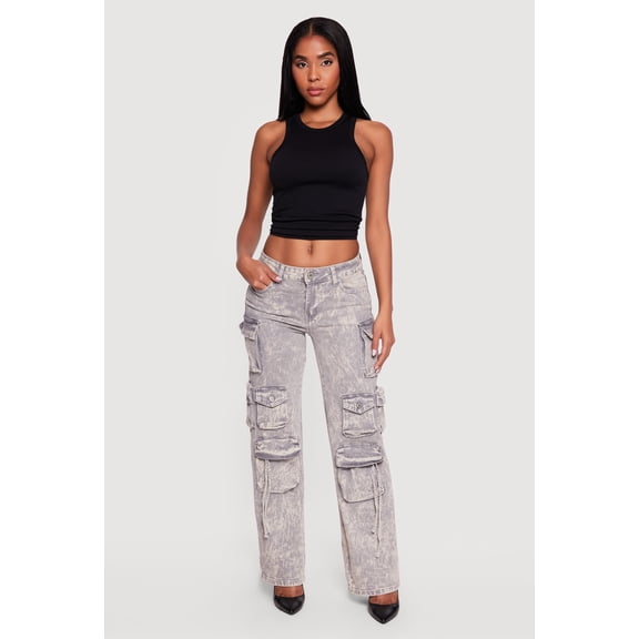 Women's VIP Acid Wash Utility Jeans