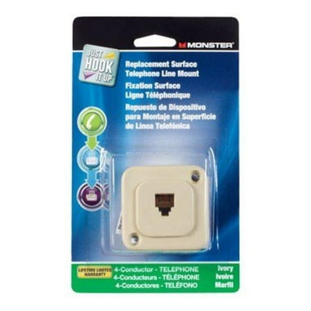 - Replacement Surface Mount Telephone Line Jack Modular 4 Conductor Ivory Carded