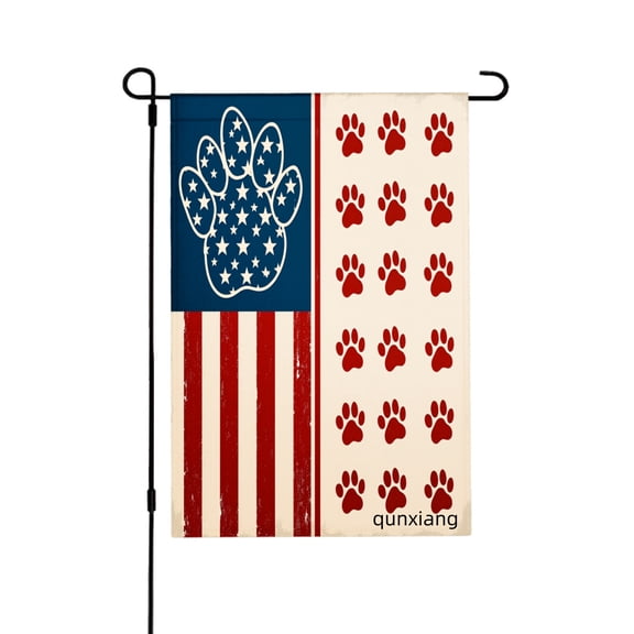 Amhnf American Flag Paw Print Garden Flag For Home Outdoor Garden Yard Decor 12x18 inch