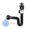 thumbnail image 2 of Kit de drenaje para lavabo de baño, de acero inoxidable, antifugas, antiolor, recogedor de pelo, tapón incorporado, tubo flexible, apto para cocina, h con accesorios, 2 of 9