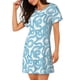 thumbnail image 2 of Fotbe Blue Snake Bata de Dormir para Mujer con Estampado, Camisón de Algodón de Manga Corta, Ropa de Dormir Casual, 2 of 6