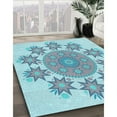 thumbnail image 3 of Ahgly Company Machine Washable Indoor Square Transitional Blue Koi Blue Area Rugs, 7' Square, 3 of 7