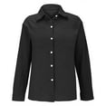 thumbnail image 4 of Jxximdong Button Up Shirts Women Cotton Linen Down Shirt Casual Long Sleeve Solid Color Shirts Loose Work Tops With Pockets Black Spring Tops XXXL, 4 of 5