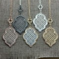 thumbnail image 2 of Cut Off Gold Filigree Quatrefoil Statement Hollow Clover Pendant Long Necklace, 2 of 8