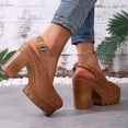 thumbnail image 4 of Miluxas Women's Solid Color Platform Slingback High Heels Ladies Closed Pointed Toe Pump Shoes Brown 6.5(38), 4 of 9