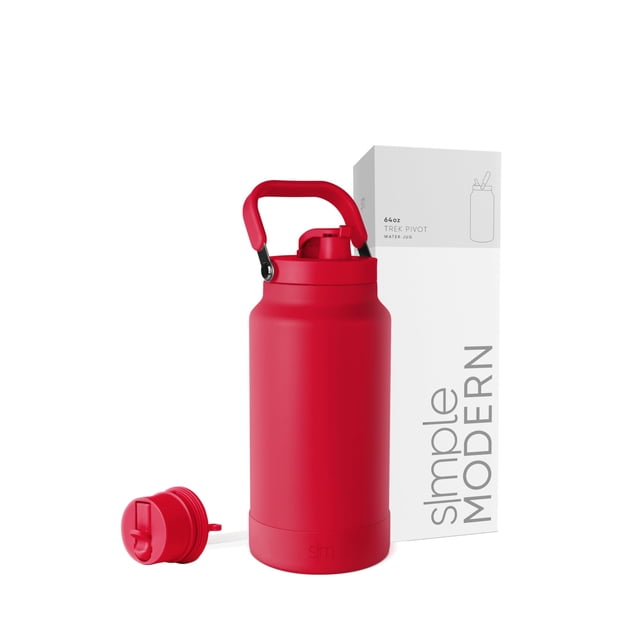 Jarra para botella de agua Simple Modern Trek Pivot, 1,9 L, color rojo brasa