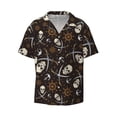 thumbnail image 2 of Lafuoo Pirate Skulls Pattern Men's Cuban Collar Short Sleeve Shirt, Button-Down Resort Beach Pocket Shirt-X-Large, 2 of 7