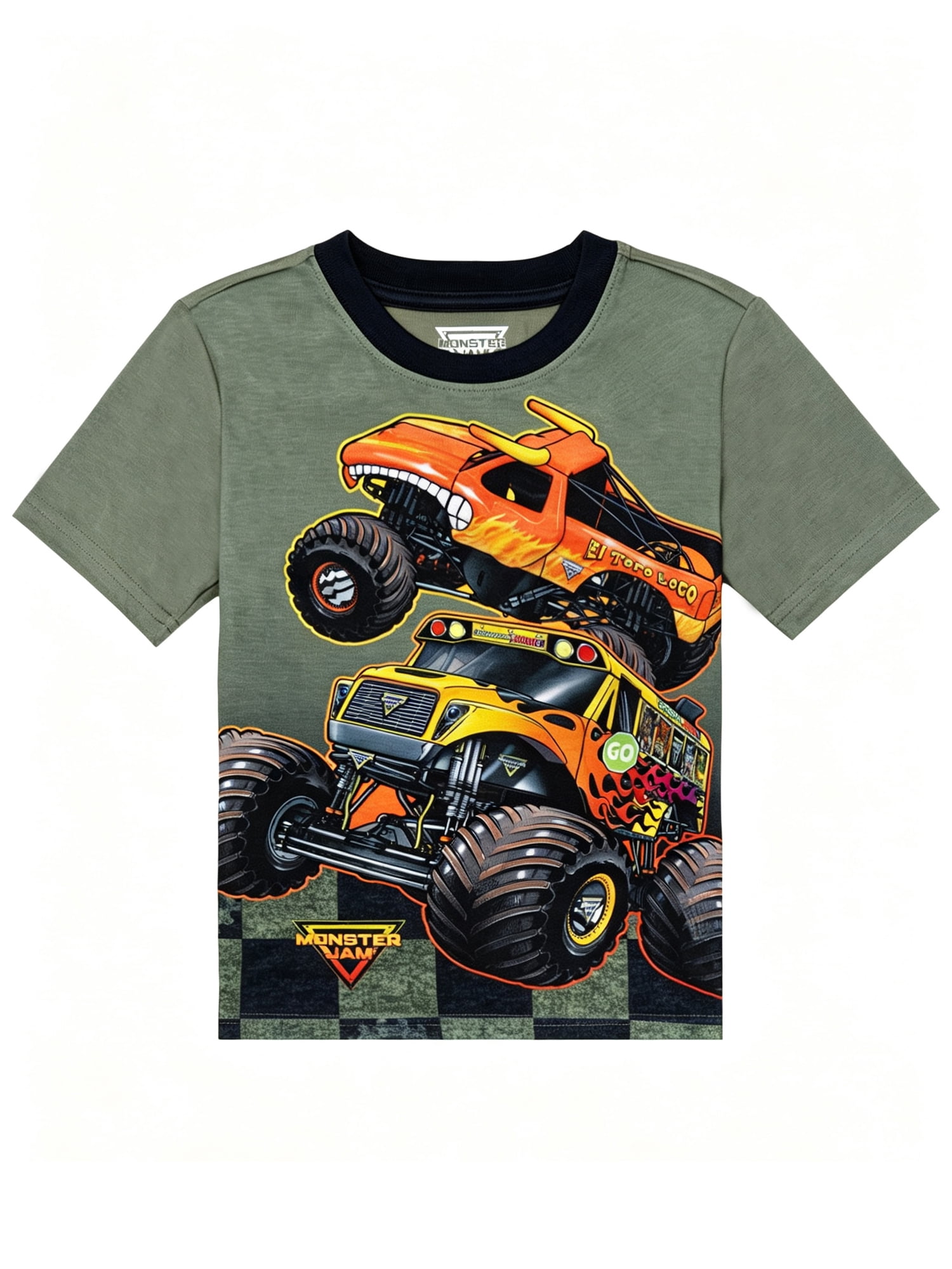 Monster Jam Boys Short Sleeve Top and Pant Pajama Set, 2-Piece, Sizes 4-12