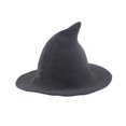 thumbnail image 1 of Sombrero de bruja HOHOM de lana de ala ancha para mujer (gris oscuro), 1 of 7