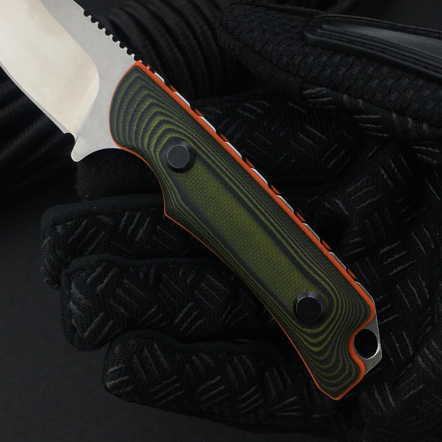 ABCISI 6.3 Inches Fixed Blade Knife with Kydex Sheath, 8Cr13Mov Blade, Compact Full Tang Hunter's Fixed Blade Knife, Full Tang G10 Handle, EDC Camping Hunting Knife for Camping,Survival and Adventure