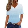 thumbnail image 3 of Ichuanyi T Shirts for Women Short Sleeve V Neck Gradient Printed Tshirts Loose Fit Lightweight Soft Casual Summer Spring Tee Tops, 3 of 8