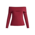 thumbnail image 5 of Time and Tru Women’s Fold Over Off Shoulder Top with Long Sleeves, Sizes XS-XXXL, 5 of 5