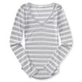 thumbnail image 2 of Suéter Aeropostale con cuello en V acanalado para mujer gris grande, 2 of 2