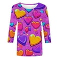 thumbnail image 5 of Yteetum Valentines 3/4 Sleeve Tops for Women Oversized Crewneck Valentine's Day Graphic Printed Short Sleeve T Shirt Womens Casual Round Neck Loose Comfy Loves Heart Print Three Quarter Sleeve Shirts, 5 of 6