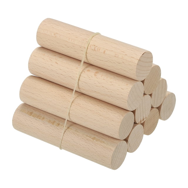 Unique Bargains 1 x 4 Inch Dowel Rods Wood Sticks Unfinished Wooden Dowel Rods Round Dowels Sticks 10 Pcs