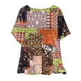 thumbnail image 4 of Puntoco Liquidación de blusas cortas para mujer, blusa de manga corta con estampado de moda para mujer, camiseta de cuello redondo, 4 of 5
