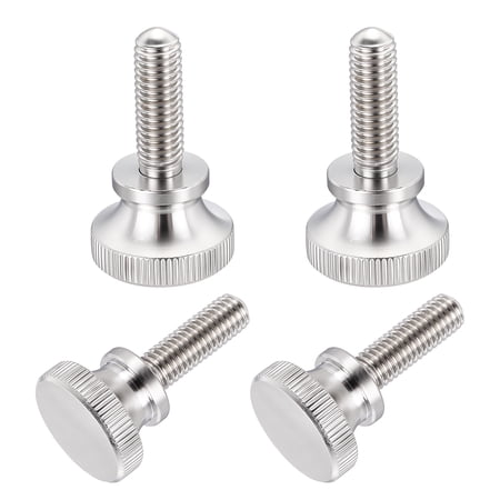 Uxcell 4Pcs M8x25mm Knurled Thumb Screws, 304 Stainless Steel Flat Head Thumb Screws with Shoulder Grip Knobs, Hand Tighten Bolts Fasteners - Machine Mounting Use, Silver
