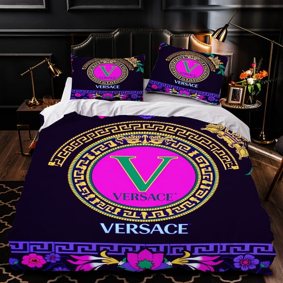 3-Piece Duvet Cover Set - Bold ' V ' with Intricate Patterns & Vibrant Colors - Luxurious Bedroom Decor