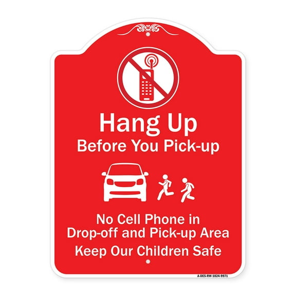 SignMission Designer Series Sign - Hang-up Before You Pick-up | Red & White 18" x 24" Heavy-Gauge Aluminum Architectural Sign | Protect Your Business & Municipality | Made in the USA