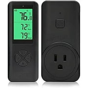 Digital Wireless Thermostat Plug-in Temperature Controller Outlet Remote Control Built in Temp Sensor Thermometer Heating Cooling Mode for Fan Heater Greenhouse Home Brew Reptile, Black