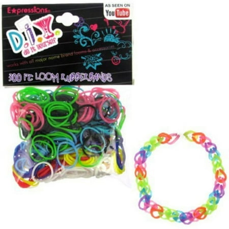 expressions girl / d.i.y. 300-piece rainbow color latex-free rubber band bracelet loom refill pack