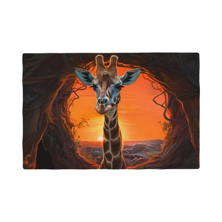 

Placemats Set of 4 Tree Hollow Meditating Giraffe Place mats for Dining Table Indoor/Outdoor Cute Heat Resistant Washable Table Mats(18 x 12 )