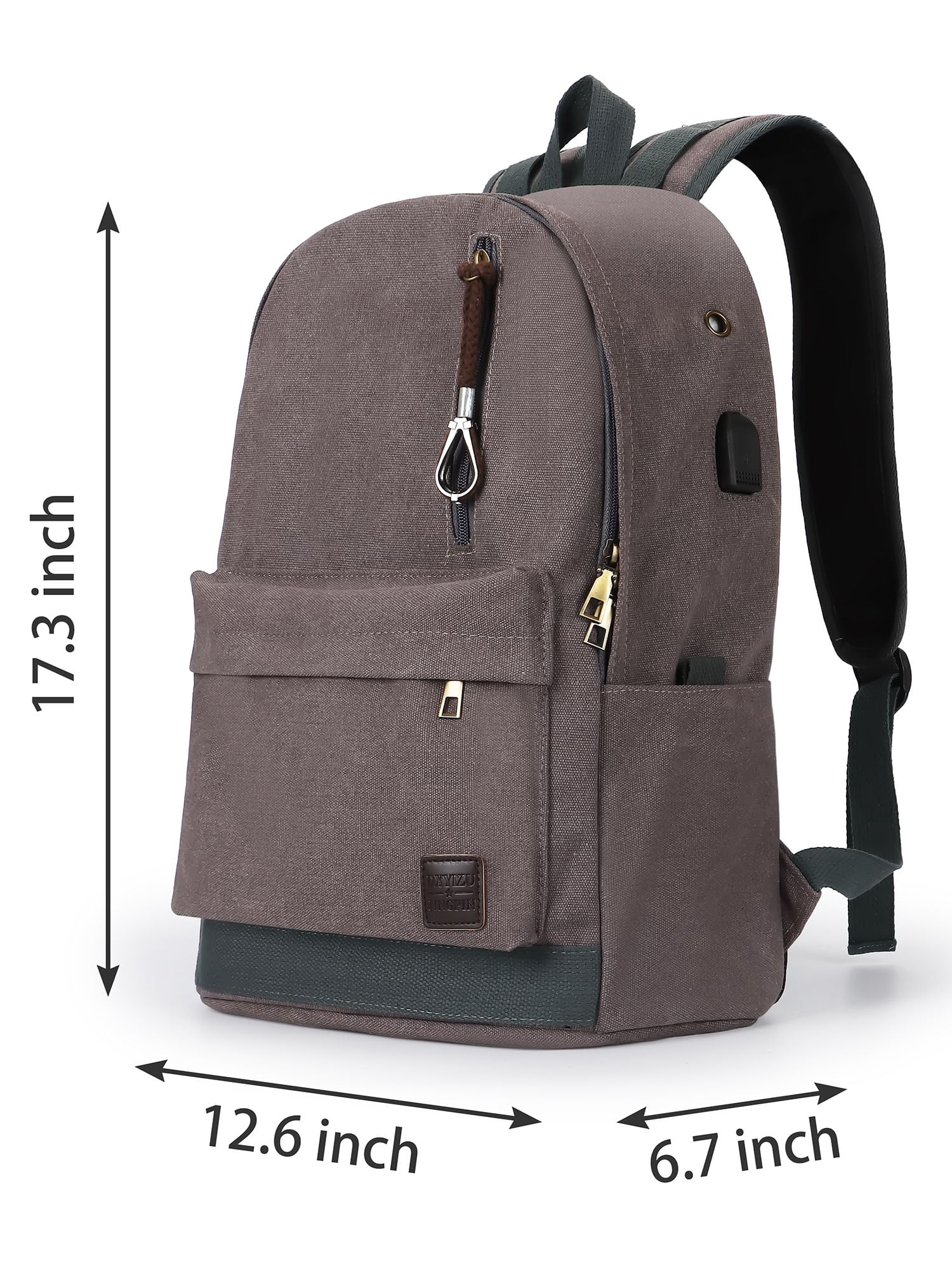 Waterproof Canvas Backpack with USB Port for Hiking Travel Work Casual Travel Backpack for Men Convertible Carry-On Rucksack  main image 3