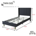 thumbnail image 4 of AUFANK Twin Bed Frame Upholstered Platform with Wooden Slats, Noise-Free, Dark Grey, 4 of 7