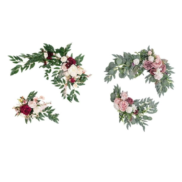 Guirnalda de flores artificiales, guirnalda floral, telón de fondo para fiestas, adorno para pérgola Rosa Púrpura Rojo Rosa