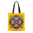 thumbnail image 1 of JSDART Sac Fourre-Tout en Toile Jaune Géométrique Kaléidoscope Mandala Floral Plante Fleur Fractale Circulaire Réutilisable Épaule Courses Sac à Main, 1 of 1