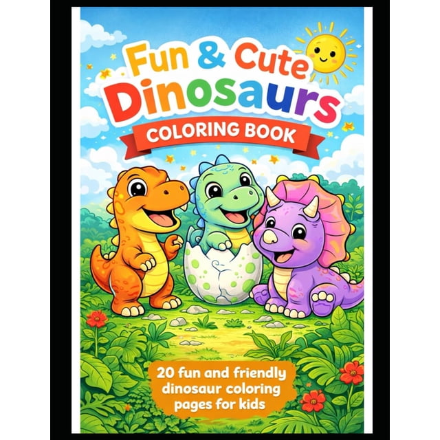 Libro para colorear de dinosaurios lindos para niños de 3 a 7 años