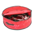 thumbnail image 4 of Northlight 24” Red and Green Christmas Wreath Round Storage Bag with Carrying Handle, 4 of 4