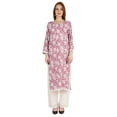 thumbnail image 1 of Moomaya Indian Rayon Kurta For Women Printed A-Line Kurti Lace Designer Ethnic Wear Shirt, 1 of 7