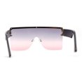 thumbnail image 2 of Oversize Rectangle Shield Flat Top Mob Sunglasses Black Grey Pink, 2 of 4