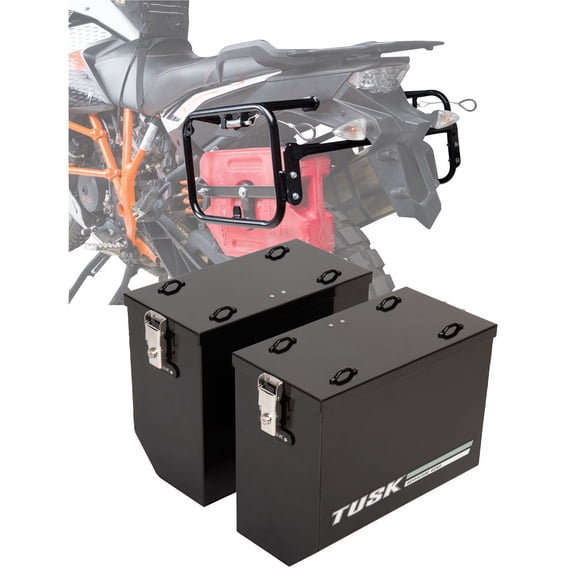 TUSK Aluminum Panniers with Pannier Racks V2 Large Black for KTM 1290 Super Adventure S 2018-2020