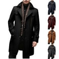 thumbnail image 2 of ZCFZJW Men's Wool Blend Coat Warm Winter Trench Coat with Detachable Soft Scarf Notch Collared Single Breasted Pea Coat with Multi-Pockets Wine XL, 2 of 8