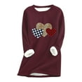 thumbnail image 2 of DailyTrove Women's Long Sleeve Heart Print Tunic Dress - Patterned, Casual Style, Fall & Weekend Wear,Wine, 2 of 3