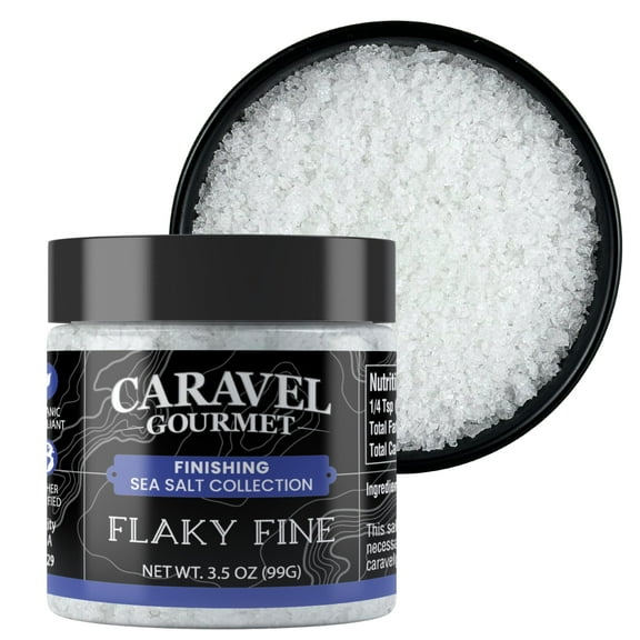 Caravel Gourmet Sea Salt Flakes, Gourmet Flaky Finishing Salt, 3.5 oz Jar - Gluten-Free
