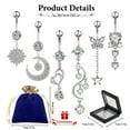 thumbnail image 3 of MesaSe 6Pcs Belly Button Ring 14G Dangle Navel Rings Opal Pearl CZ Piercing Jewelry, 3 of 7