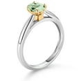 thumbnail image 3 of Gem Stone King 10K White and Yellow Gold Green Prasiolite Solitaire Engagement Ring for Women (0.75 Cttw, Oval 7X5MM, Gemstone Birthstone, Size 6), 3 of 4