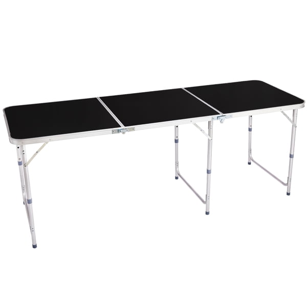 Alvantor 6 ft Portable Folding Camping Table, Black Aluminum