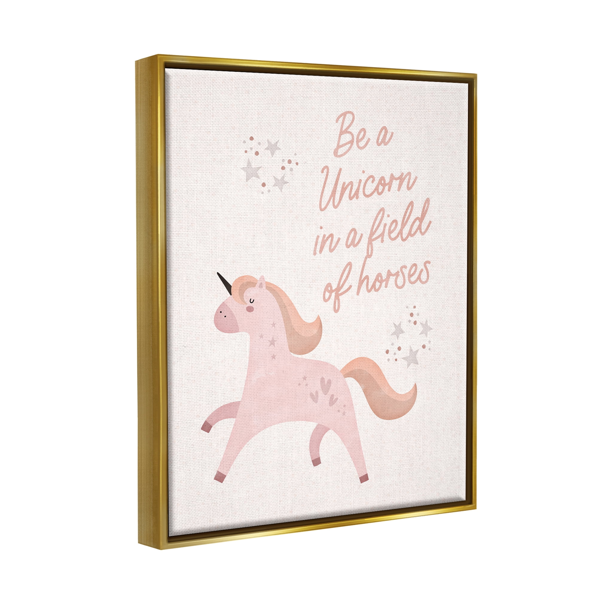 Stupell Be A Unicorn In A Field Of Horses Phrase Fairy Tales & Fantasy Painting Gold Floater Framed Art Print Wall Art