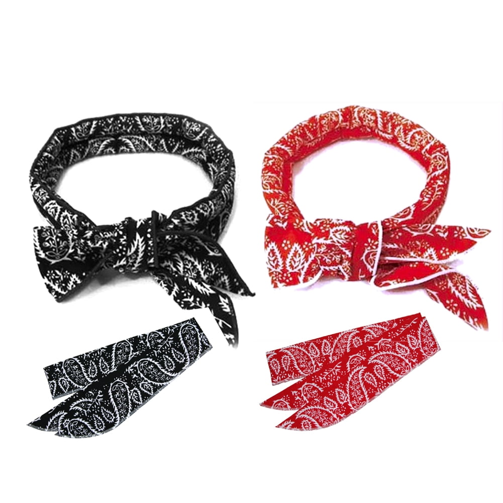 The Elixir Sports Cooling Bandanas Reusable Cool Ice Scarf, Pack of 2 (Black, Red)