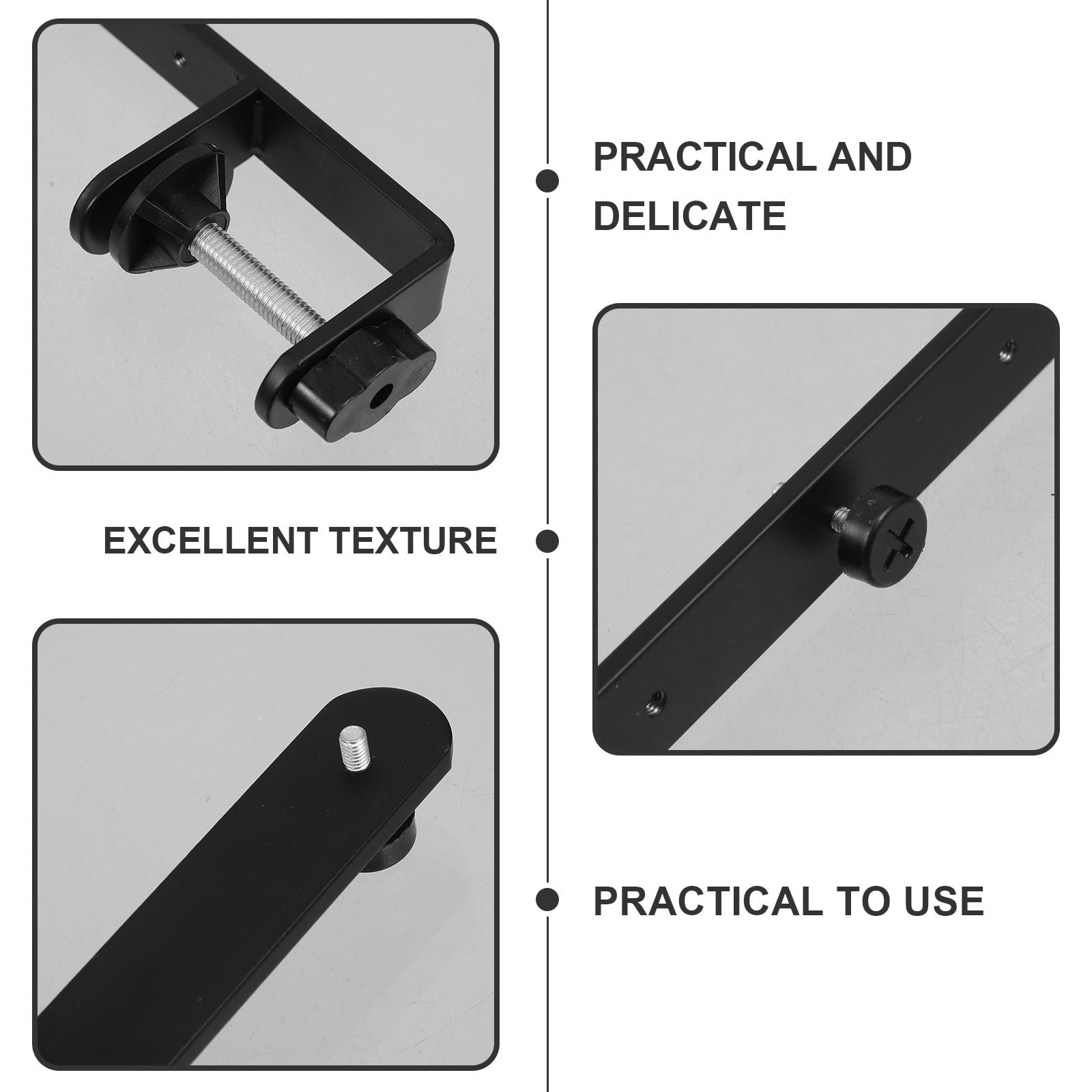FRCOLOR 2Pcs  Over the Table Rod Stand Folding Shelf Bracket Adjustable Desk Stand Clamps for Pegboards Shelves and Workbenches Black