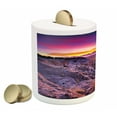 thumbnail image 2 of Nature Piggy Bank, Surreal Sunrise Sky Horizon over the Mountain Valley National Monument Dusk Print, Ceramic Coin Bank Money Box for Cash Saving, 3.6" X 3.2", Purple Blue, by Ambesonne, 2 of 4